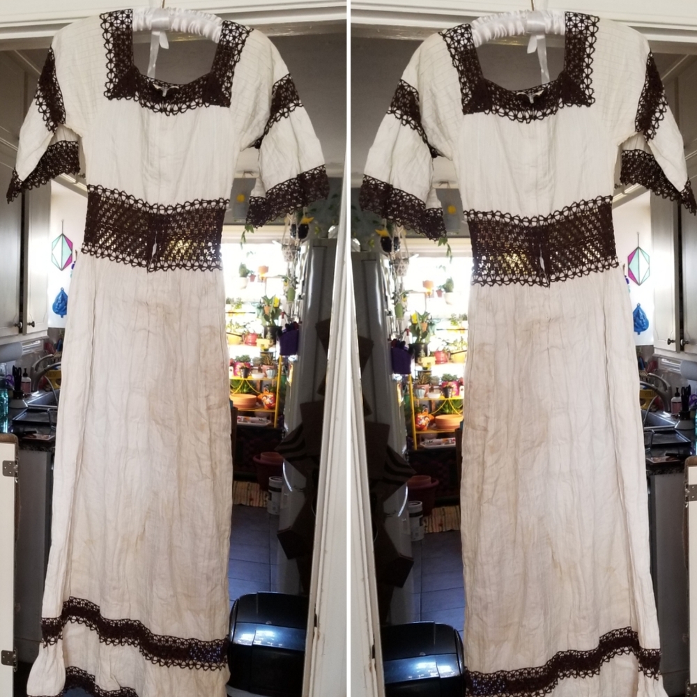 VTG Handmade Crochet Mexican Maxi Dress - Picture 10 of 14